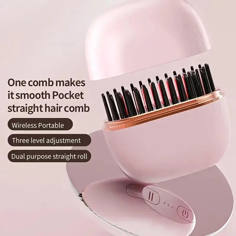 Wireless Charging Hair Comb Professional Straightening Hairdressing Tool for Home Use Long Hair Styling Volumizing Device