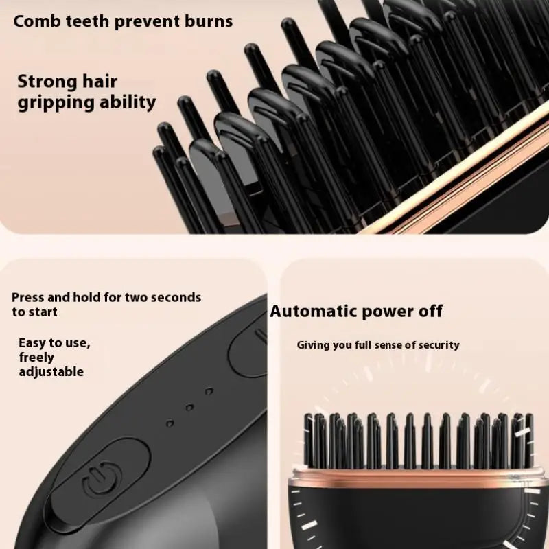 Wireless Charging Hair Comb Professional Straightening Hairdressing Tool for Home Use Long Hair Styling Volumizing Device